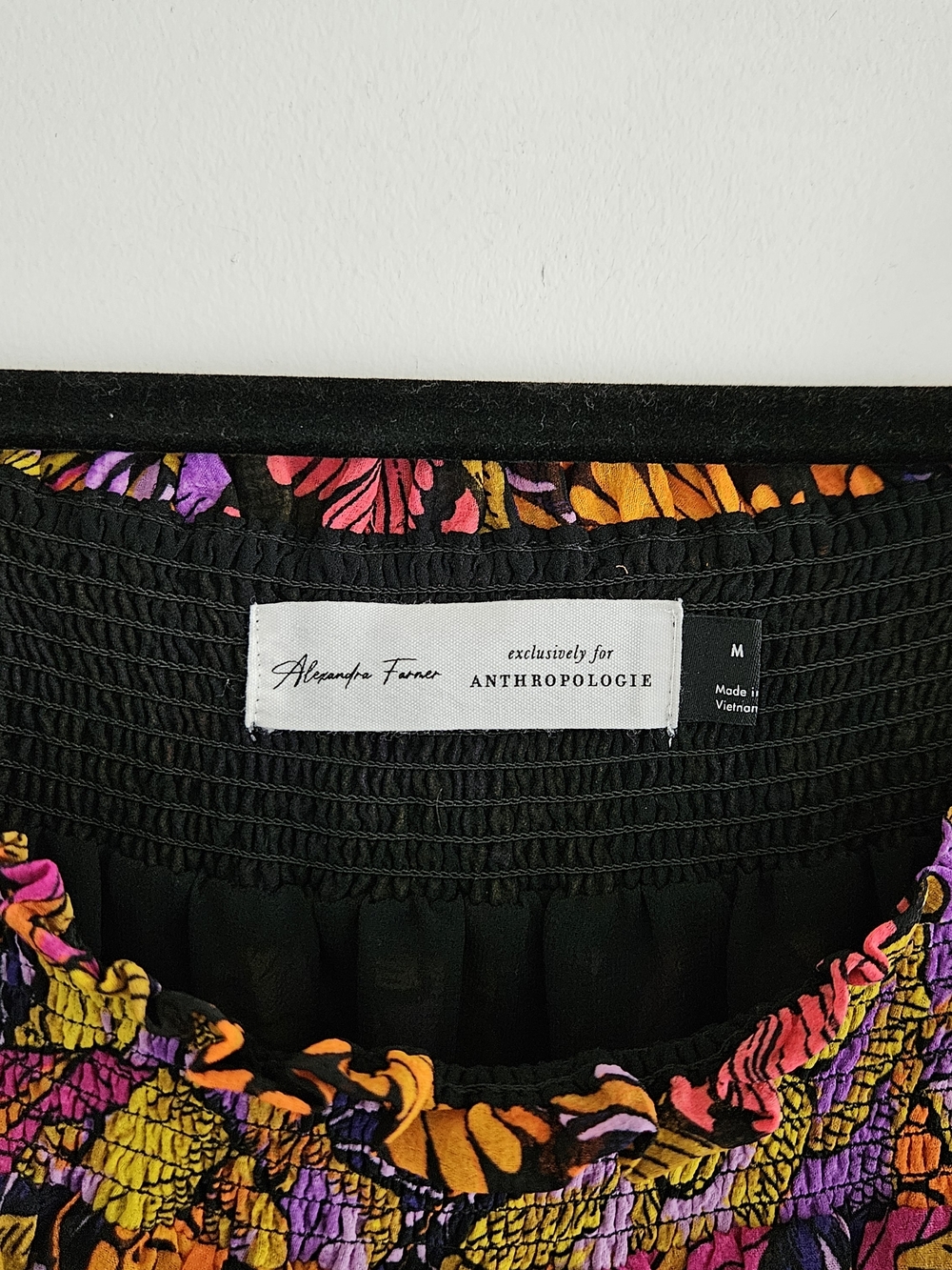 Anthropologie Alexandra Farmer Floral Butterfly Puff Sleeve Blouse size M - Picture 2 of 9